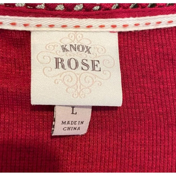 Knox‎ Rose Burgundy Short Sleeve V Neck Top Shirt Lace Large Boho Cottagecore - Picture 7 of 9